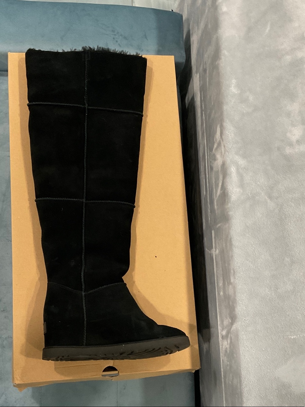 UGG Classic Femme OTK Black Suede Over-the-Knee Boots